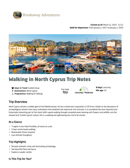 Walking in North Cyprus Trip Notes