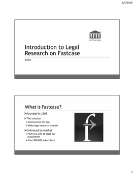 Introduction to Legal Research on Fastcase 2018