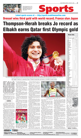 Thompson-Herah Breaks Jo Record As Elbakh Earns Qatar First Olympic Gold