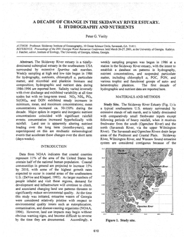 A Decade of Change in the Skidaway River Estuary. I