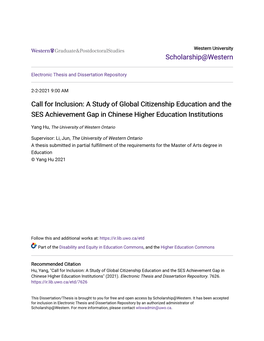 A Study of Global Citizenship Education and the SES Achievement Gap in Chinese Higher Education Institutions