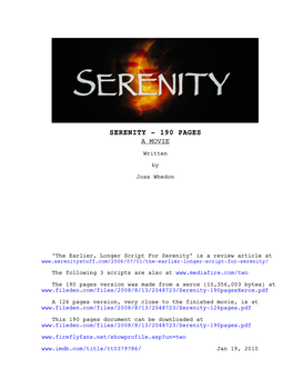 Serenity - 190 Pages a Movie