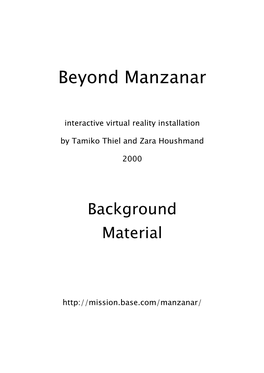 Beyond Manzanar