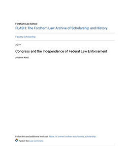 Congress and the Independence of Federal Law Enforcement