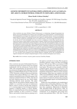 Genetic Diversity in Natural Populations of Alnus Acuminata Ssp