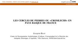 Les Cercles De Pierre Ou "Cromlechs" En Pays Basque De France