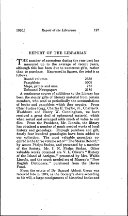 Report of the Librarian