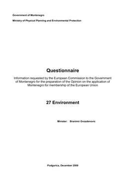 Questionnaire: 27 Environment