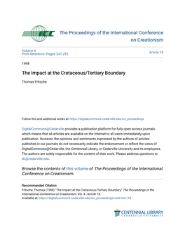 The Impact at the Cretaceous/Tertiary Boundary