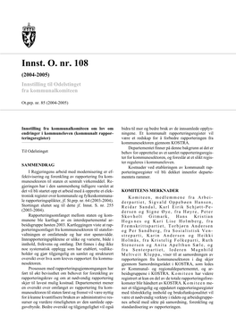 Innst. O. Nr. 108 (2004-2005) Innstilling Til Odelstinget Fra Kommunalkomiteen