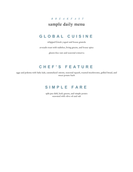 Sample Daily Menu