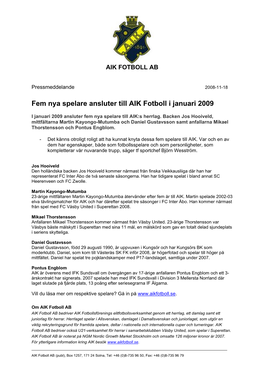 AIK Fotboll Och Väsby United Fördjupar Samarbete