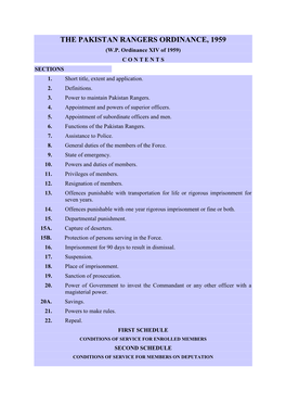 The Pakistan Rangers Ordinance, 1959 (W.P