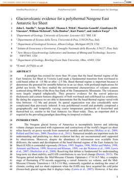 Glaciovolcanic Evidence for a Polythermal Neogene East Antarctic Ice Sheet John L