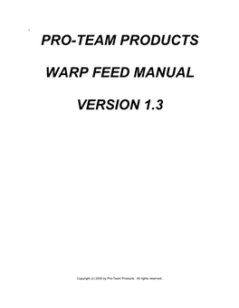 Warp Feed Manual