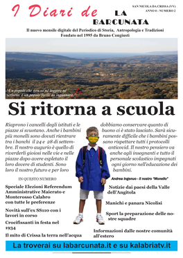 I Diari De L a ANNO 0 - NUMERO 2 BARCUNATA Il Nuovo Mensile Digitale Del Periodico Di Storia, Antropologia E Tradizioni Fondato Nel 1995 Da Bruno Congiustì