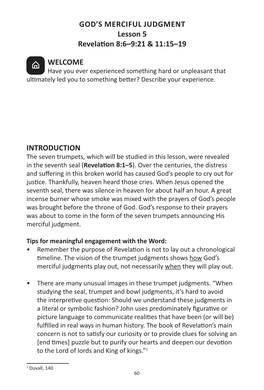 GOD's MERCIFUL JUDGMENT Lesson 5 Revelation 8:6–9:21 & 11