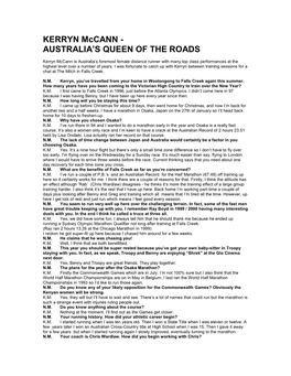 KERRYN Mccann - AUSTRALIA’S QUEEN of the ROADS