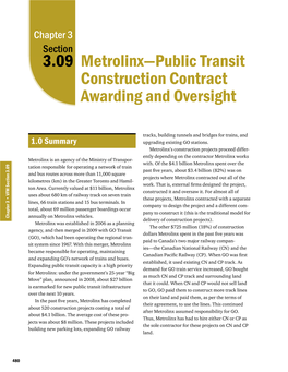 Metrolinx—Public Transit Construction Contract Awarding and Oversight