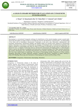 A Gold Standard Method for Evaluation of Cytogenetic Investigations