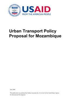 Urban Transport Policy Proposal for Mozambique