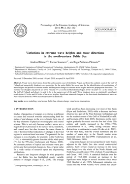 Variations in Extreme Wave Heights and Wave Directions in the North-Eastern Baltic Sea