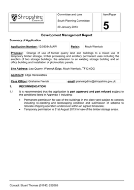 Development Management Report