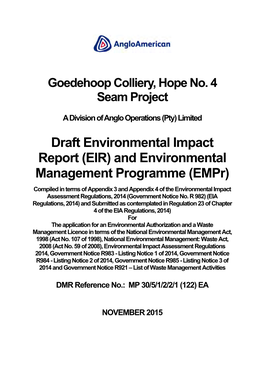 Draft Environmental Impact Report (EIR) and Environmental Management Programme (Empr)