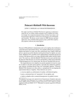 Poincaré–Birkhoff–Witt Theorems