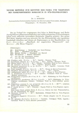 Neuere Beiträge Zur Kenntnis Der Flora Und Vegetation Des Florendistriktes Somog Votum in Süd-Transdanubien