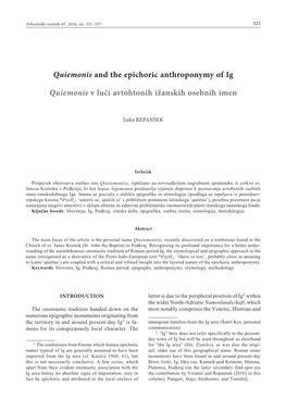 Quiemonis and the Epichoric Anthroponymy of Ig