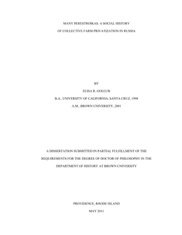 A Social History of Collective Farm Privatization in Russia