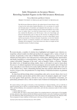 Indic Ornaments on Javanese Shores: Retooling Sanskrit Figures in the Old Javanese Rāmāyaṇa