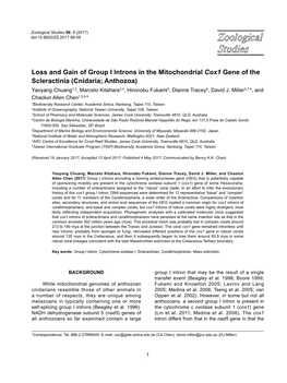 Loss and Gain of Group I Introns in the Mitochondrial Cox1 Gene of The