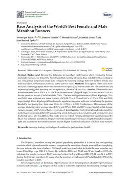 Race Analysis of the World's Best Female and Male Marathon Runners