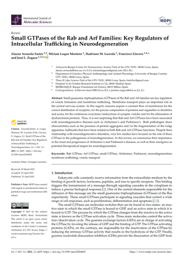 Small Gtpases of the Rab and Arf Families: Key Regulators of Intracellular Trafﬁcking in Neurodegeneration