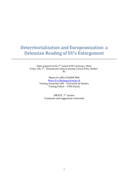 A Deleuzian Reading of EU's Enlargement