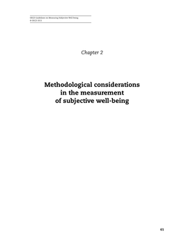 Methodological Considerations in the Measurement of Subjective Well-Being