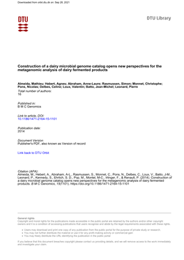 Construction of a Dairy Microbial Genome Catalog Opens New Perspectives for the Metagenomic Analysis of Dairy Fermented Products