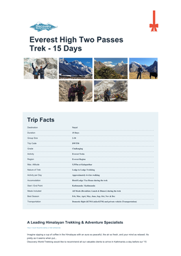 Everest High Two Passes Trek - 15 Days