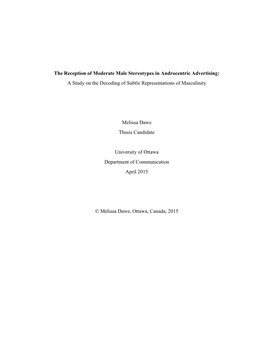 The Reception of Moderate Male Stereotypes in Androcentric Advertising: a Study on the Decoding of Subtle Representations of Masculinity