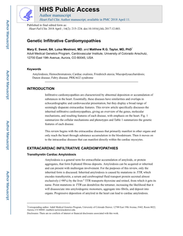 2018-Genetic Infiltrative Cardiomyopathies