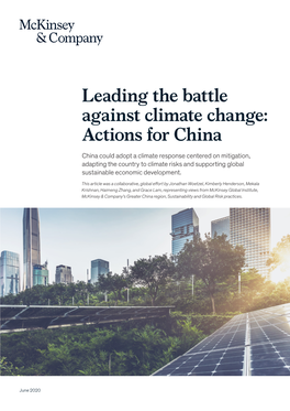 Leading the Battle Against Climate Change: Actions for China