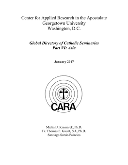 Global Directory of Catholic Seminaries Part VI: Asia