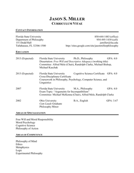 Jason S. Miller Curriculum Vitae