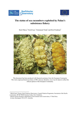 The Status of Sea Cucumbers Exploited by Palau's Subsistence Fishery