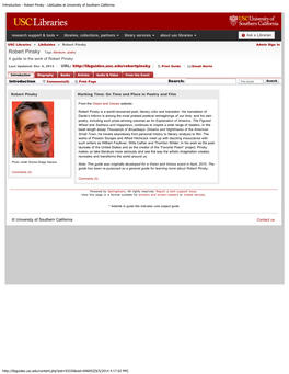 Robert Pinsky - Libguides at University of Southern California