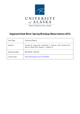 Sagavanirktok River Spring Breakup Observations 2016