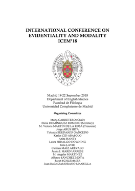 International Conference on Evidentiality and Modality Icem’18