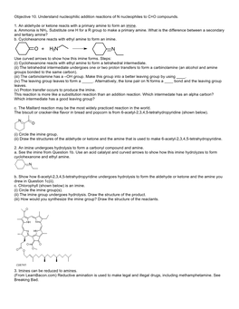 Objective 10. Understand Nucleophilic Addition Reactions of N Nucleophiles to C=O Compounds. 1. an Aldehyde Or Ketone Reacts